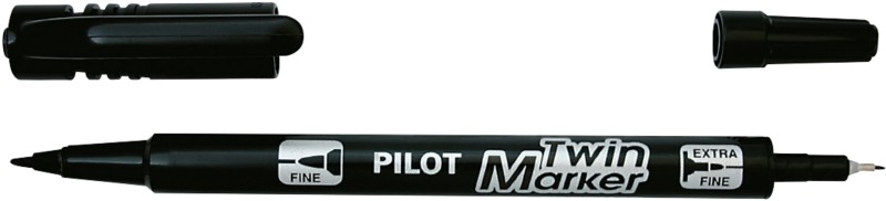 Pilot Twin Marker Permanentmarker 76% Recycelt Extra Fein Rundspitze 0,4 - 0,8 mm Schwarz Nicht nachfüllbar