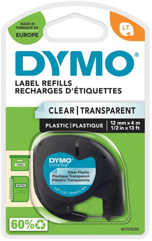 Thumbnail - Dymo LT Etikettenband S0721530 Schwarz, Transparent