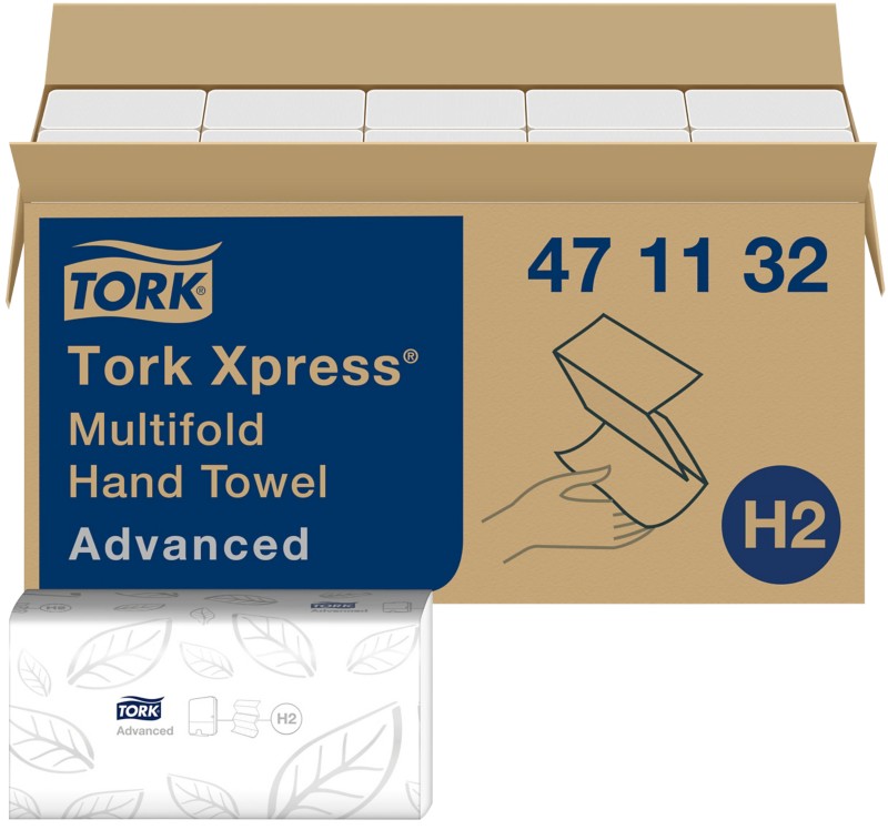 Tork Xpress Advanced Falthandtücher H2 M-falz Weiß 2-lagig 471132 20 Stück à 190 Blatt