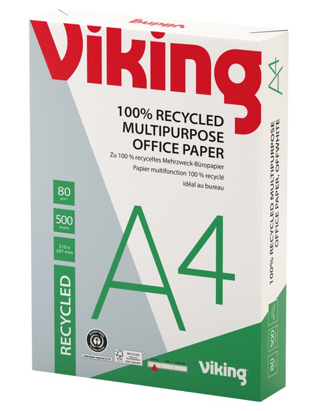 Viking Off-White DIN A4 Druckerpapier Recycelt 100% 80 g/m² Glatt Weiß 500 Blatt