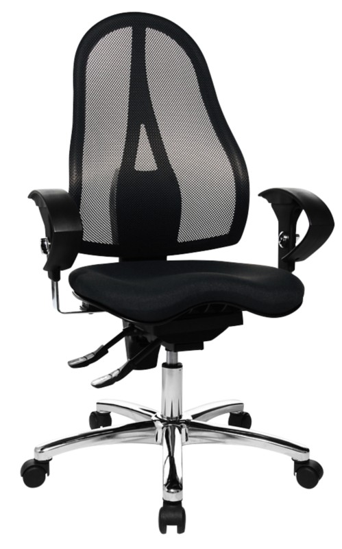 TOPSTAR Bürostuhl Permanentkontakt Netzstoff Höhenverstellbare Armlehne Höhenverstellbarer Sitz Schwarz 110 kg Sitness 1...