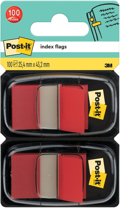 Post-it Index Haftmarker 25,4 x 43,2 mm Rot 50 x 2 Pack