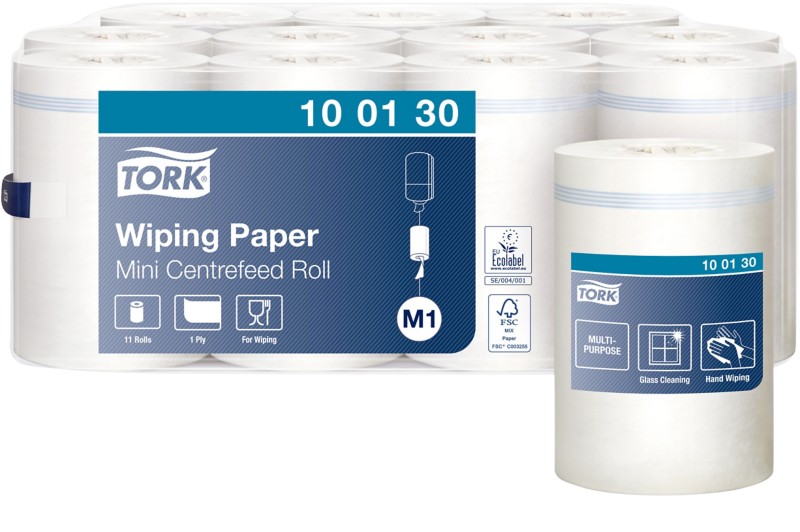 Tork Advanced Mehrzweck-Papierwischtücher Mini M1 Innenabrollung Weiß 11 Rollen à 214 Blatt