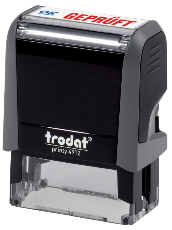 Thumbnail - Trodat Personalisierter Textstempel Office Printy 4912 "Geprüft" Schwarz, Grau