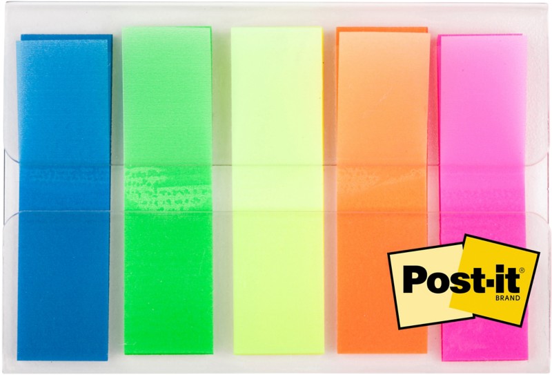 Post-it Index-Haftstreifen 683HF5 Farbig sortiert Blanko 1,19 x 4,32 cm Pack 5 Stück à 20 Streifen