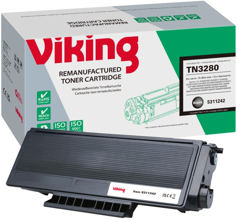 Viking TN-3280 Kompatibel Brother Tonerkartusche Schwarz