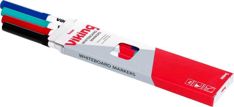 Viking WBS2 Nein Whiteboard-Marker Farbig sortiert Mittel Rundspitze 2 mm 4 Stück