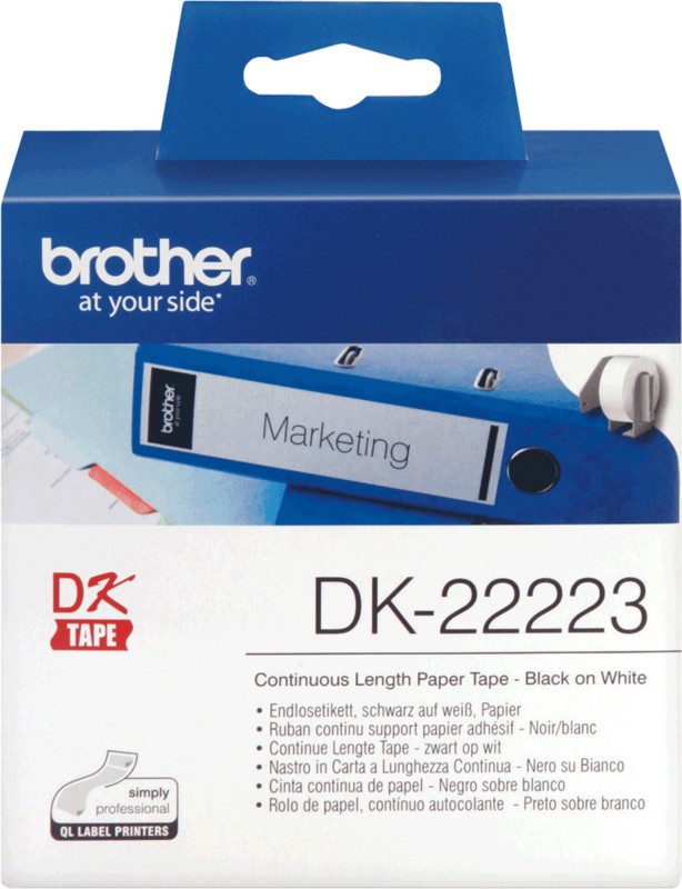 Thumbnail - Brother DK-22223 Authentic Papier Endlosetiketten Selbstklebend Schwarzer Druck auf Weiß 50 mm x 30.5
