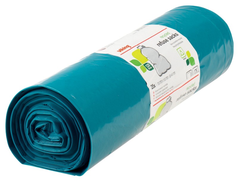 Viking Abfallsäcke 120 L Fixierband Blau LDPE (Polyethylen niedriger Dichte) 47 Mikron 25 Stück