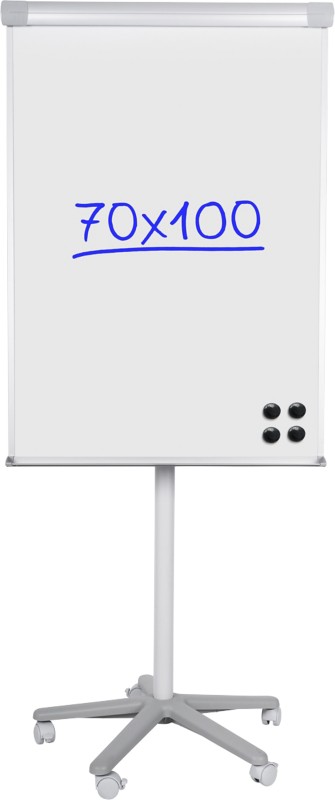 Viking Freihstehendes Flipchart Executive Höhenverstellbar 70 x 100 cm Mit 5 Rollen und Stiftablage Silber