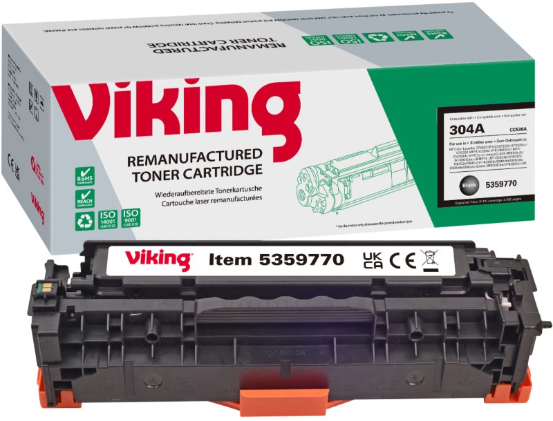 Viking 304A Kompatibel HP Tonerkartusche CC530A Schwarz