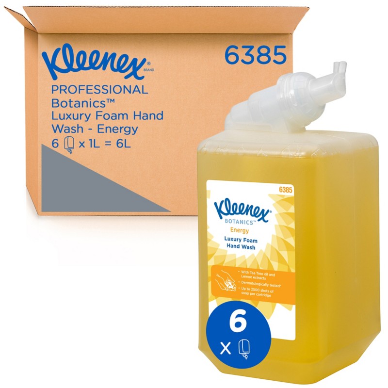 Kleenex Botanics Schaumseife Nachfüllung Schaum Teebaumöl und Zitronenextrakte Gelb 6385 6 Stück à 1 L