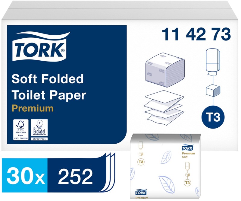 Tork Premium Recycelt 100% Toilettenpapier T3 2-lagig 114273 30 Stück à 252 Blatt