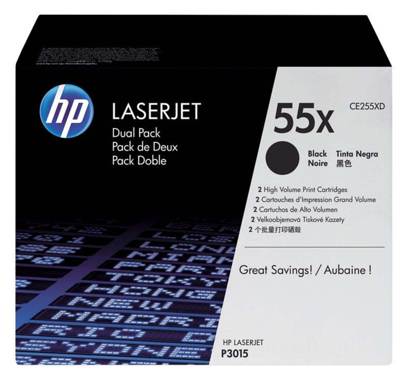 HP 55X Original Toner Cartridge CE255XD Black Pack of 2 Duopack