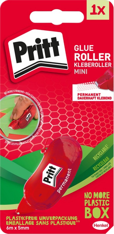 Pritt Einwegkleberoller Mini Nicht Nachfüllbar Permanent 0,5 cm x 6 m 2110049 Rot