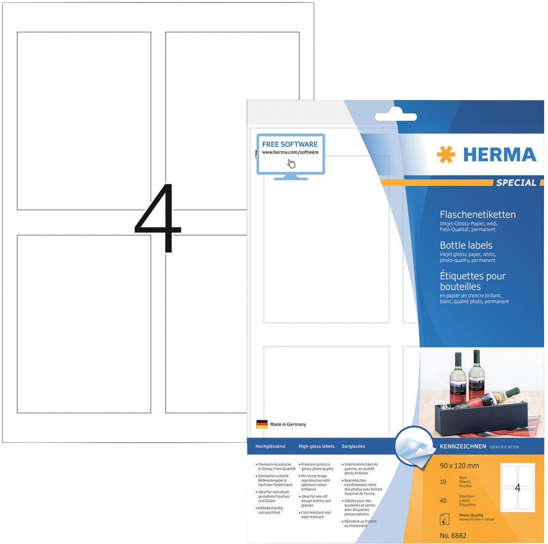 Thumbnail - HERMA Inkjetetiketten 8882 Weiß Rechteckig 40 Etiketten pro Packung