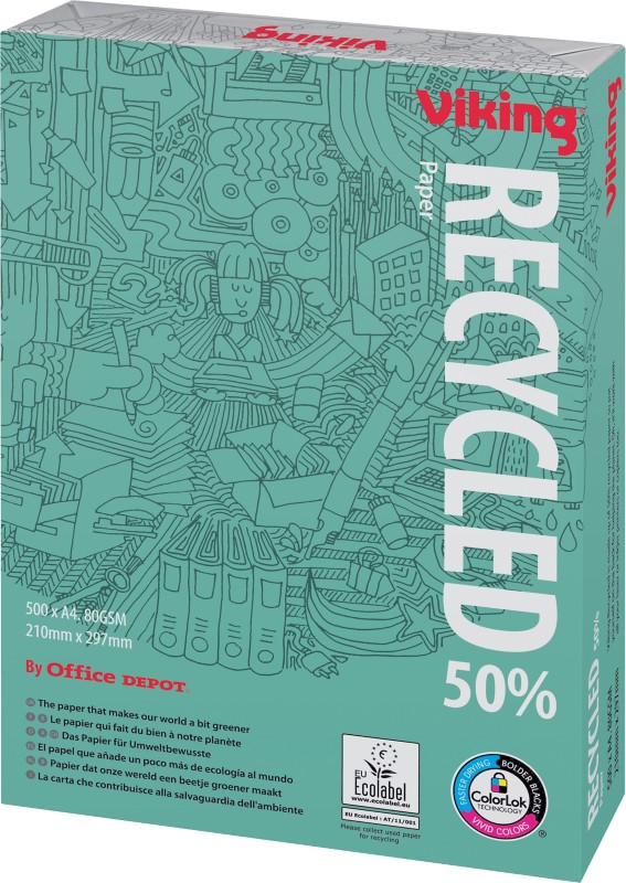 Viking 50% Recycled Printer Paper A4 80 gsm White 161 CIE 500 Sheets
