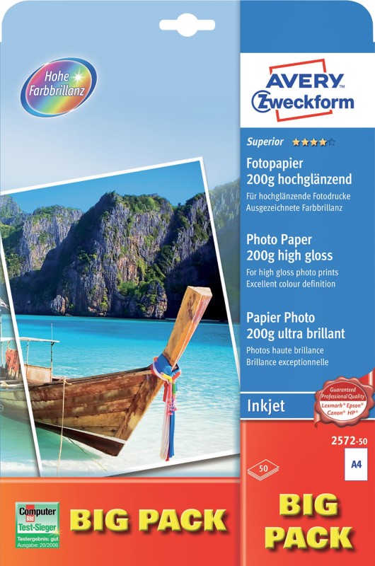 Thumbnail - AVERY Zweckform Fotopapier 2572-50 DIN A4 200 g/m² Weiß 50 Blatt