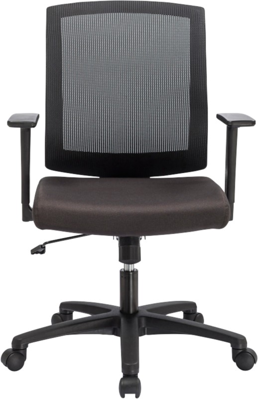 Realspace Bürostuhl Wippmechanik Netzstoff Stoff Feste Armlehne Höhenverstellbarer Sitz Schwarz 110 kg Karl Economy