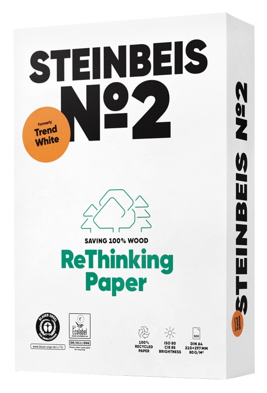 Steinbeis Trend No. 2 DIN A4 Druckerpapier 100 % Recycelt 80 g/m² Matt Weiß 500 Blatt