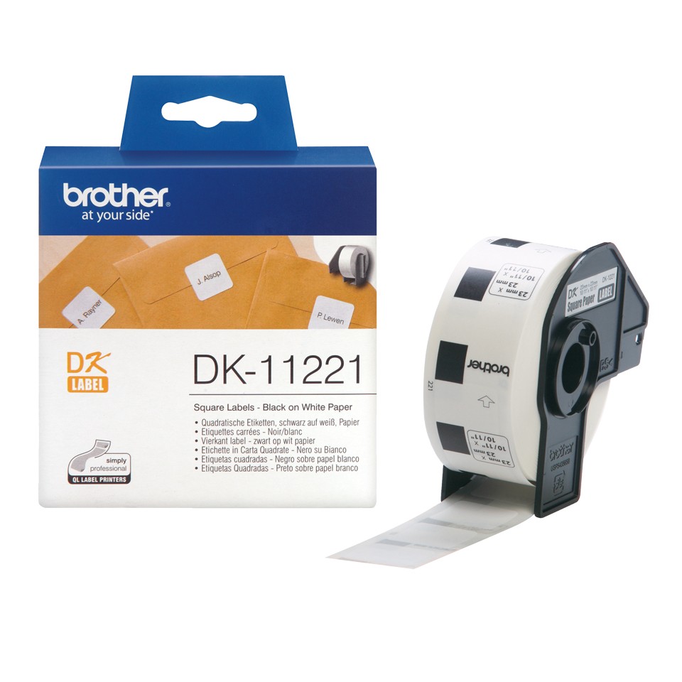 Brother Thermoetiketten DK11221 23 x 23 mm Weiß 100 Stück à 10 Etiketten 5594400