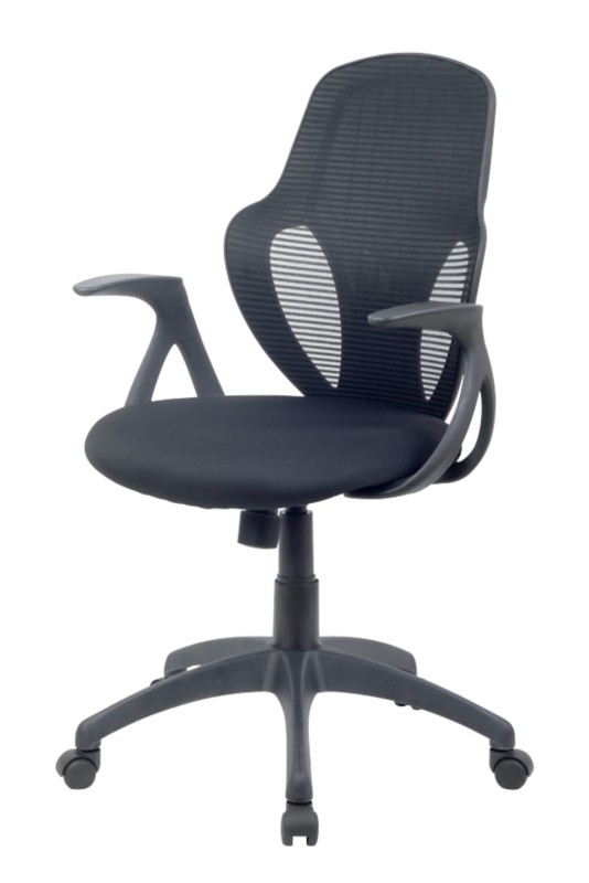 Realspace Austin Bürostuhl Wippmechanik Netzstoff Stoff Feste Armlehne Höhenverstellbarer Sitz Schwarz 110 kg