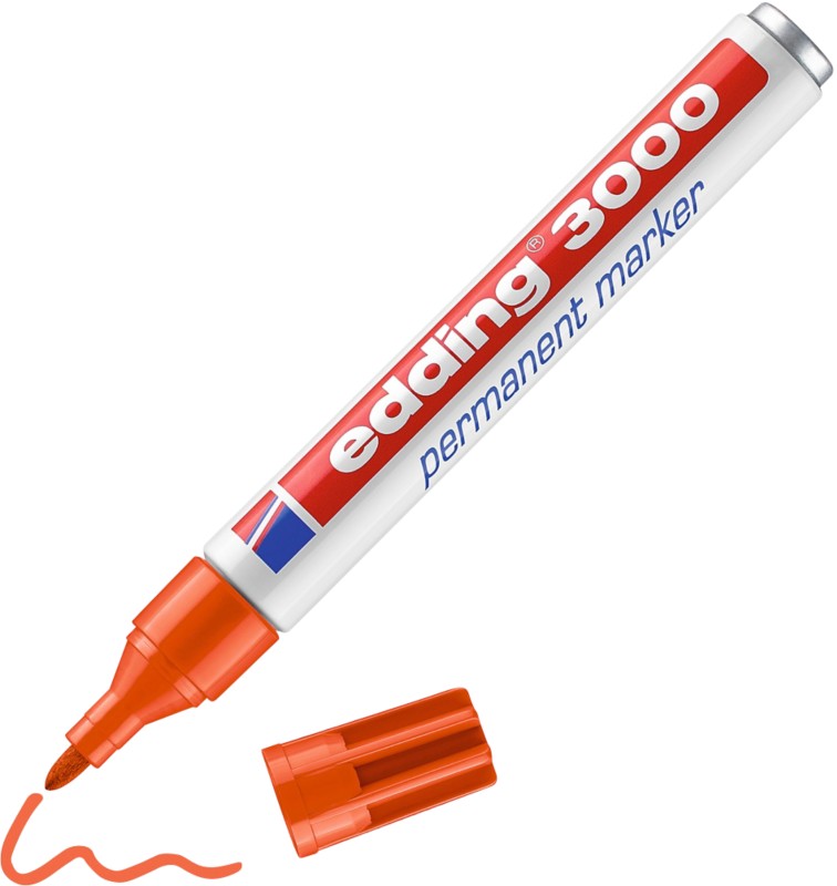 edding 3000 Permanentmarker Mittel Rundspitze 1,5 - 3 mm Orange Nachfüllbar Wasserbeständig