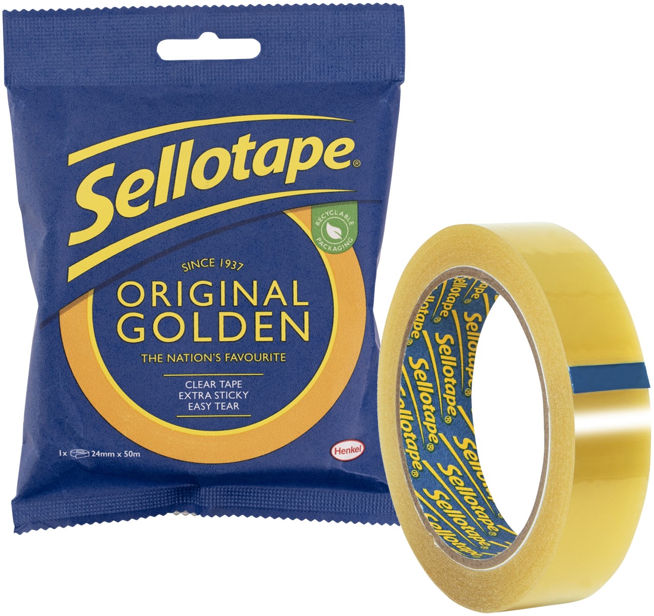 Sellotape Tape Original Golden Gold 24 Mm (W) X 50 M (L)