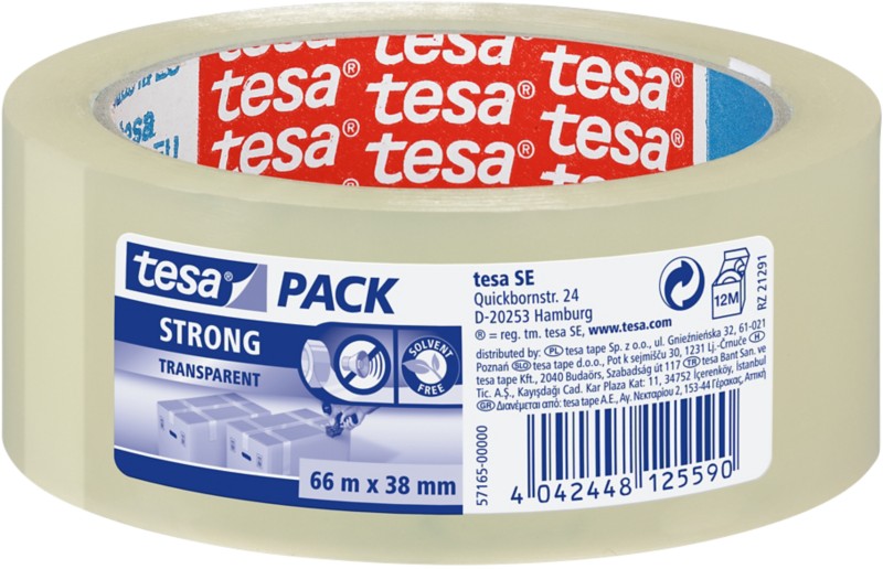 tesa Verpackungsklebeband tesapack Strong Transparent 38 mm (B) x 66 m (L) PP (Polypropylen)