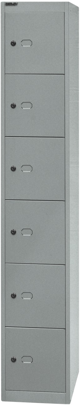 Bisley Metall Schließfach 6 Türen 1 abteile Schlüssel 305 x 457 x 1.802 mm Silber