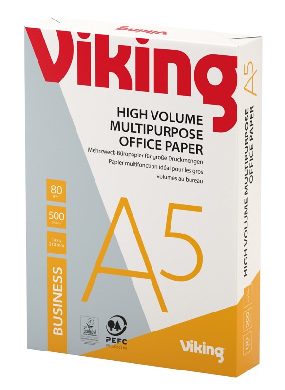 Viking Business DIN A5 Druckerpapier Weiß 80 g/m² Glatt 500 Blatt