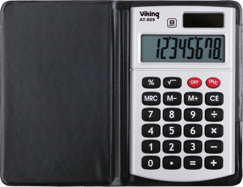 Viking Taschenrechner AT-809 8-stelliges Display Schwarz, Silber