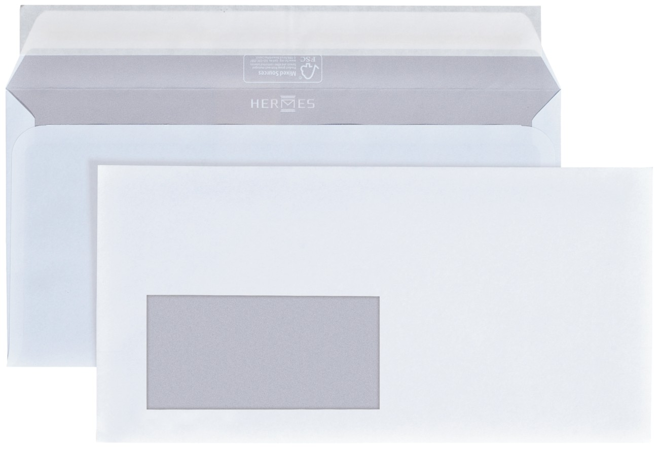 Hermes Briefumschläge DL+ 80 g/m² Weiß Mit Fenster Abziehstreifen 500 Stück