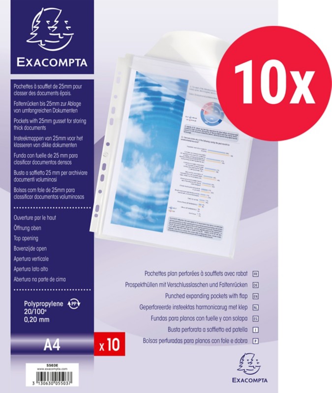 Thumbnail - Exacompta Maxi Sichthüllen DIN A4 Glasklar Polypropylen 10 Stück