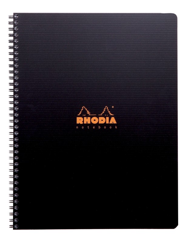 Rhodia Notizbuch DIN A4+ Kariert Spiralbindung PP (Polypropylen) Schwarz Perforiert 160 Seiten 80 Blatt