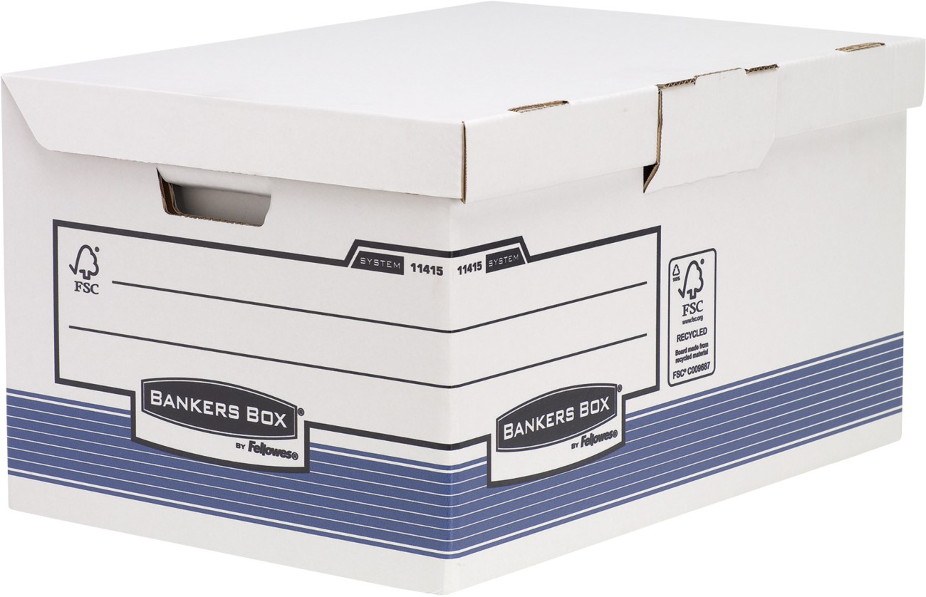 Bankers Box System Maxi Archivboxen Weiß, Blau 31 x 56 x 39 cm 2 Stück