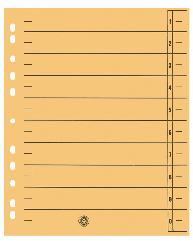 Viking 1 bis 10 Trennblätter Recycled 100% Spezial Gelb 10-teilig Pappkarton 11 Löcher 100 Stück