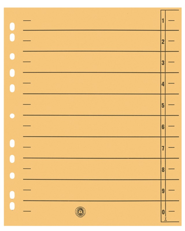Viking 1 bis 10 Trennblätter Recycelt 100% DIN A4+ Gelb 10-teilig Pappkarton 11 Löcher 100 Stück