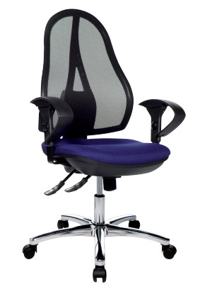 TOPSTAR Ergonomischer Bürostuhl Open Point Deluxe Netzstoff, Stoff Blau