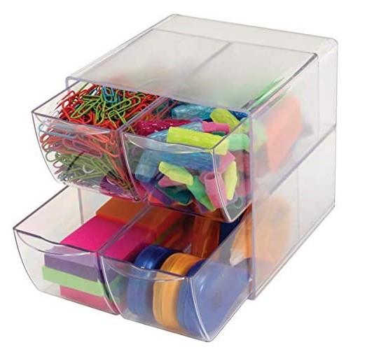 Deflecto Desk Organiser DE350301 Plastic Transparent 15.2 x 15.2 x 18.2 cm