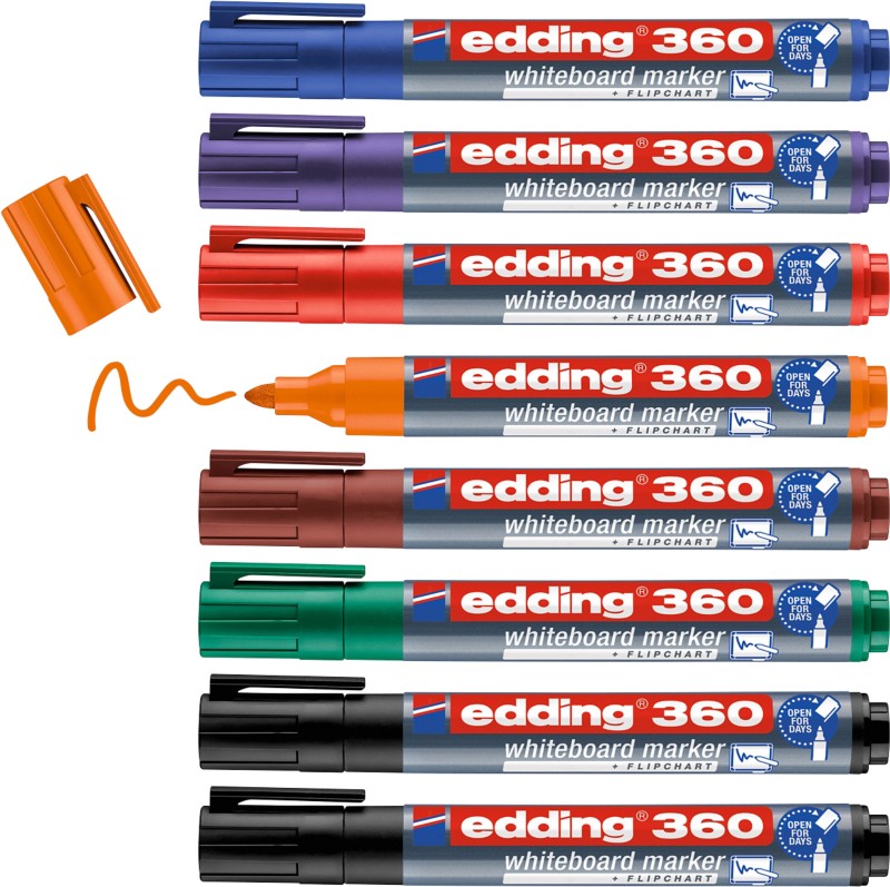 edding 360 Whiteboard-Marker Farbig sortiert Mittel Rundspitze 1,5 - 3 mm 8 Stück