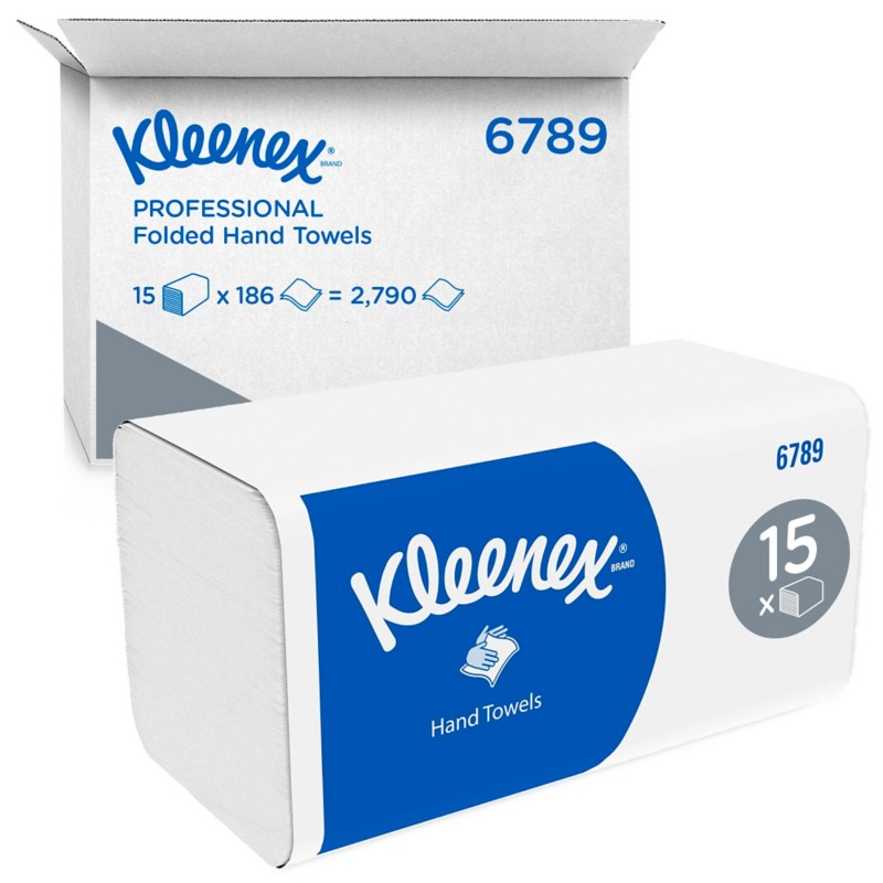 Thumbnail - Kleenex Mainline Falthandtücher V-falz Weiß 2-lagig 6789 15 Stück à 186 Blatt