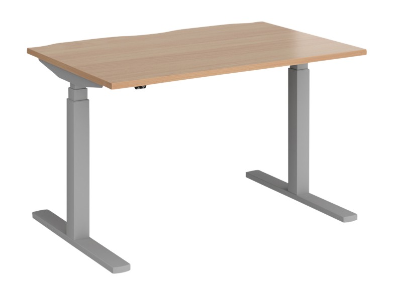 Elev8 Touch Straight Sit-Stand Desk 1200mm x 800mm Silver Frame, Beech