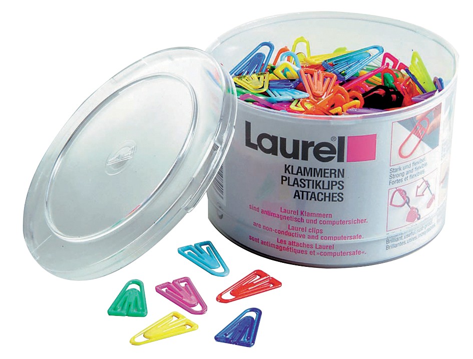 Laurel Plastiklips Büroklammern Kunststoff 25 mm Farbig sortiert 500 Stück 6207039