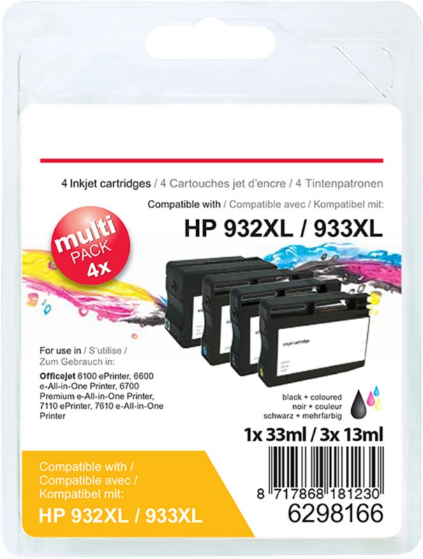 Viking 932XL / 933XL Kompatibel HP Tintenpatrone CN053A/CN054A Schwarz, Cyan, Magenta, Gelb Multipack 4 Stück