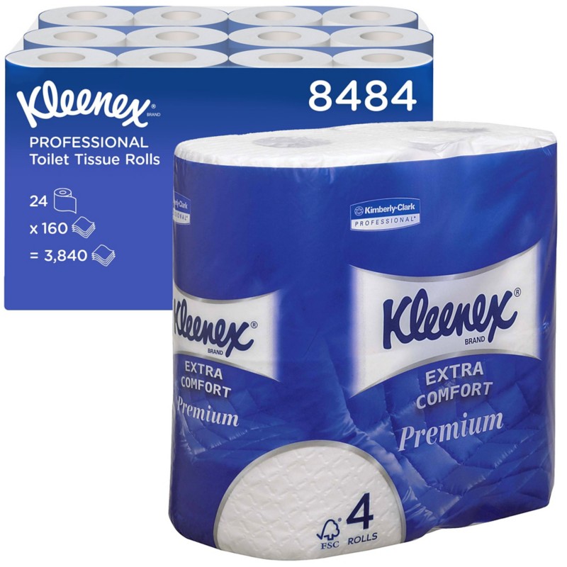 Kleenex Standard Toilettenpapier 4-lagig 8484CASE 24 Rollen à 160 Blatt