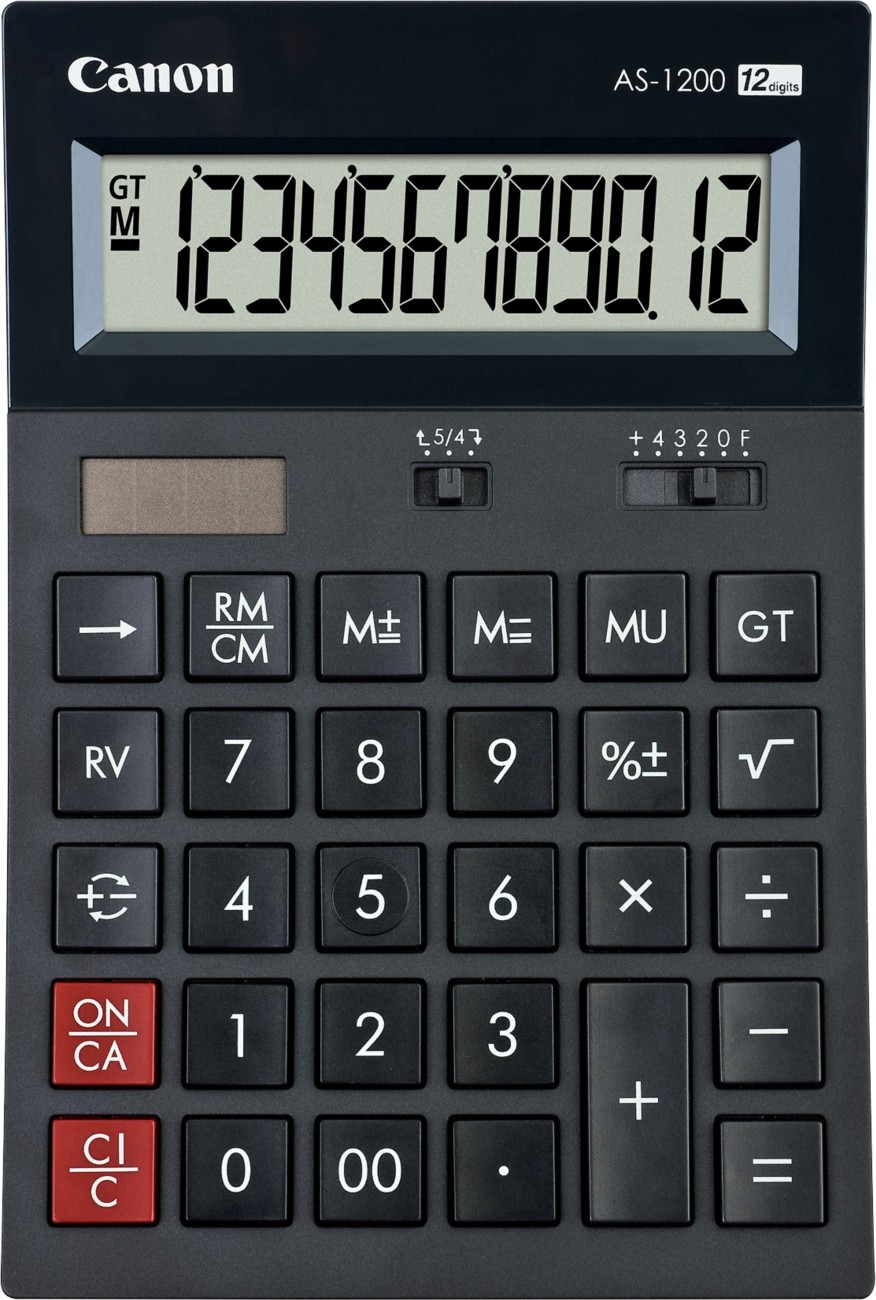 Canon Tischrechner AS-1200 12-stelliges Display Dunkelgrau