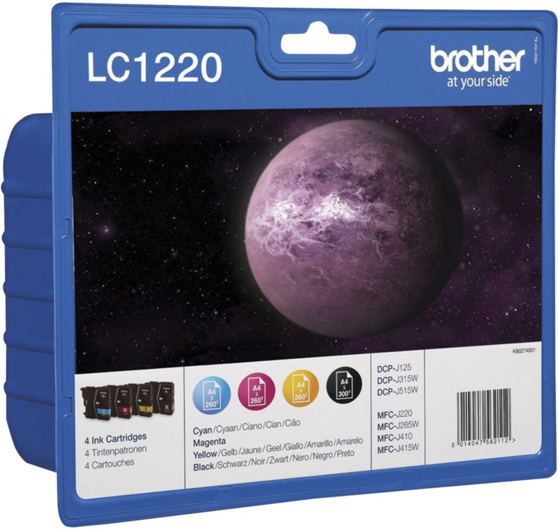 Brother LC1220 Original Tintenpatrone LC1220VALBP Schwarz, cyan, magenta, gelb 4 Stück Multipack