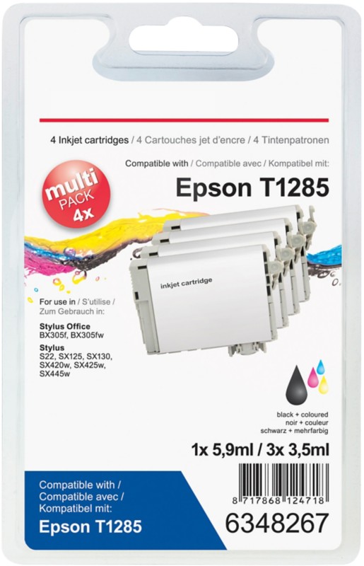 Viking T1285 Kompatibel Epson Tintenpatrone C13T12854012 Schwarz & 3 Farbig Multipack 4 Stück