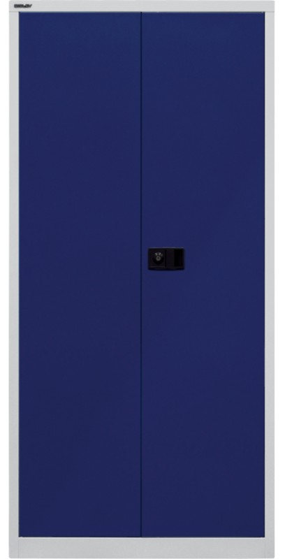 Bisley Flügeltürenschrank Metall 4 Fachböden abschließbar 914 x 400 x 1.950 mm Blau, Hellgrau